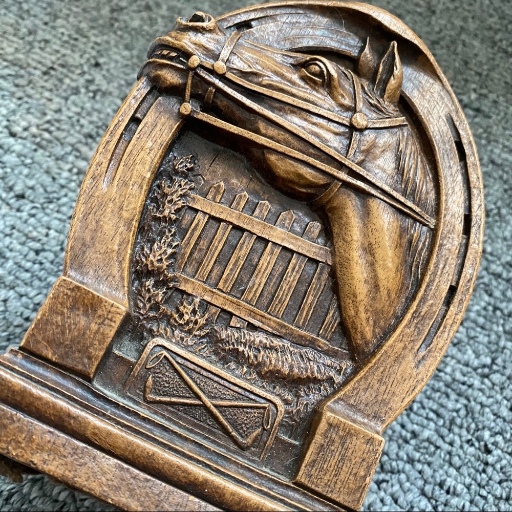 Thoroughbred Horse Vintage Bookends RARE Polo - Picture 2 of 5